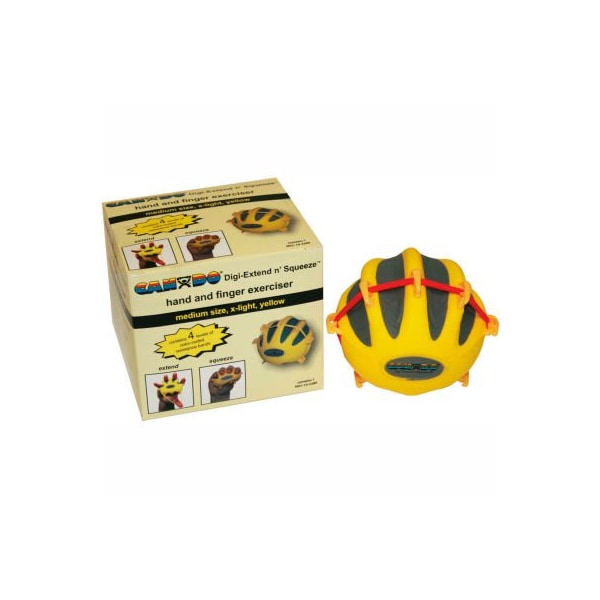 CanDo Digi-Extend n' Squeeze Exerciser, X-Light, Yellow, Medium